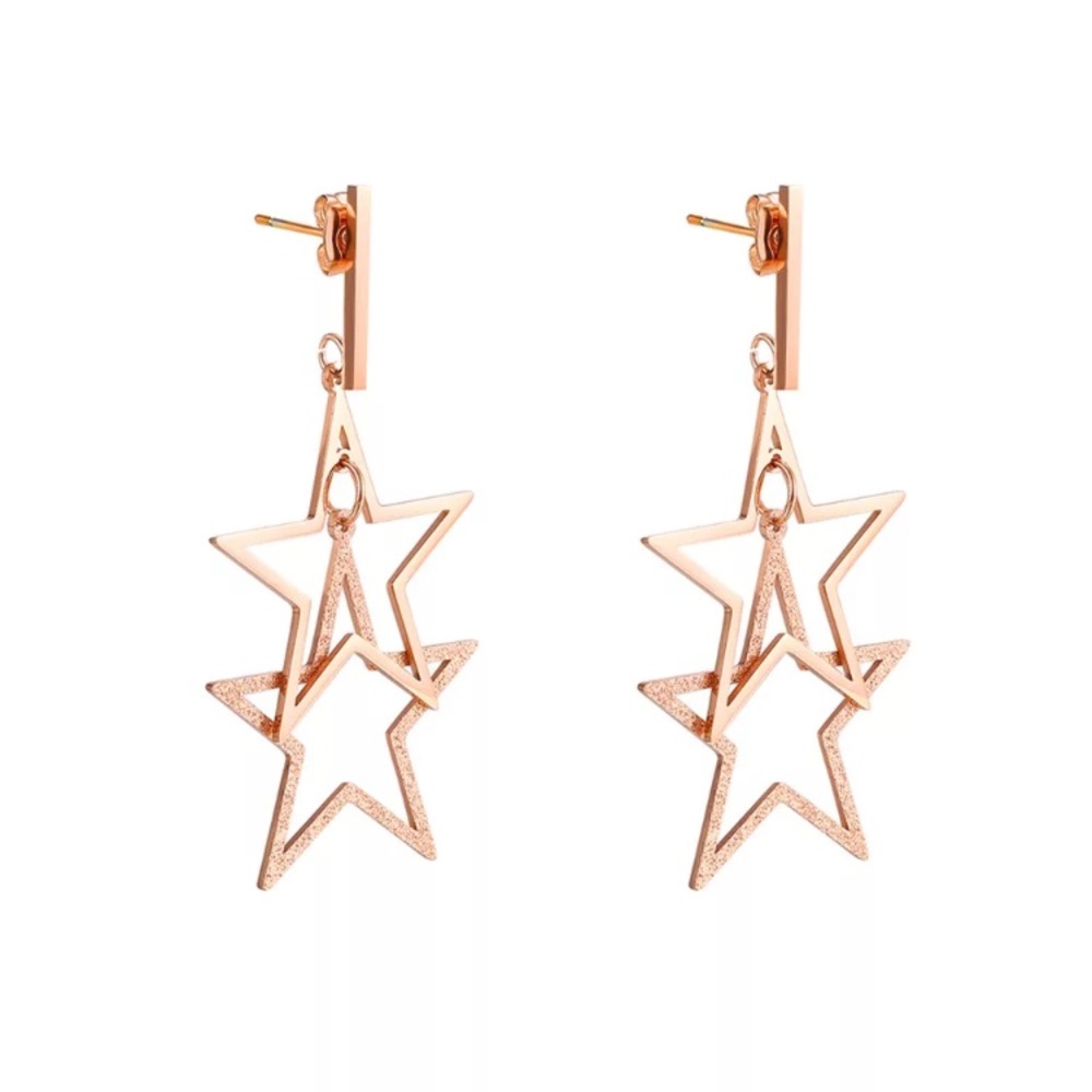 3/$30 Ros Gld Plated Stainless Steel Star Earrings